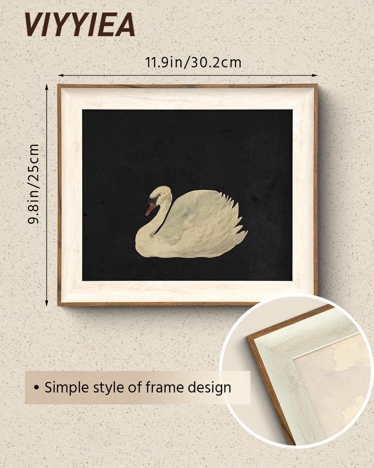 Framed Wall Art for Living Room, Swan Art Canvas Prints, Vintage Home Decor, Animals Painting Picture, Bathroom Wall Decor Gifts for Friends or Family - 12L x 10W
