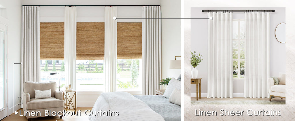 Cream Linen Back Tab Curtains 84 Inch Length for Living Room 2 Panel Set Neutral Modern Farmhouse Window Privacy Semi Sheer Linen Drapes Rustic Pinch Pleated Look Curtain Natural Ivory Colored